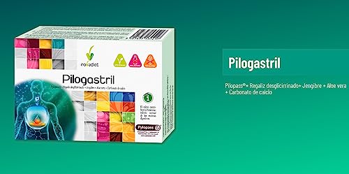 Novadiet – PILOGASTRIL Comprimidos con Pilopass, Regaliz, Jengibre, Aloe Vera y Carbonato de Calcio - Mejora las Molestias Gástricas y Ayuda Disminuir la Carga Bacteriana - 30 Comprimidos