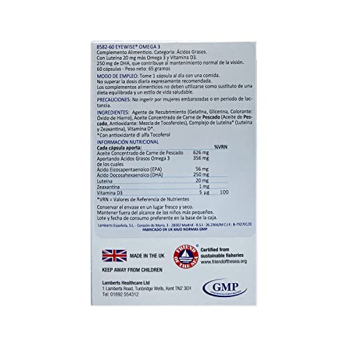 Lamberts Eyewise Omega 3-60 Cápsulas, 60 unidad, 1