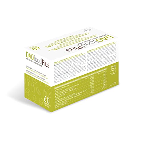 DAOfood Plus- Manejo del Déficit De DAO - Intolerancia a la histamina - Enzima DAO, Quercetina y Vitamina C - 60 Cápsulas Con Comprimidos Gastrorresistentes