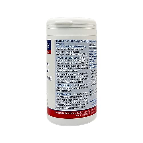 Lamberts Nac N-Acetil Cisteina 600Mg, Blanco, 60 Unidades, 80 Gramos