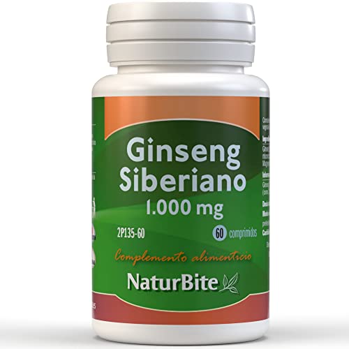 NaturBite - Ginseng Siberiano 1000 mg | 60 Comprimidos | Mejora la Resistencia Física y Mental, Ayuda a Aumentar la Energía y Reducir el Estrés