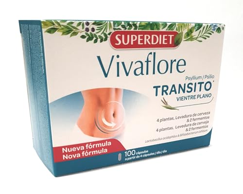 SUPERDIET, Vivaflore Transito,Vientre Plano, 100 Cápsulas !Nueva Formula!