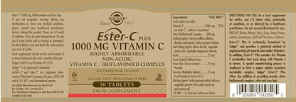 Solgar® Vitamina C Ester-C® Plus1000 mg para ayuda al sistema inmunitario - Envase de 30 comprimidos