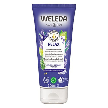 Weleda - Aroma Shower Relax, Gel de Ducha con Aceites 100% Naturales, Aroma de Lavanda, Bergamota y Vetiver, Limpia Suavemente, Vegano, Apto para Todo Tipo de Pieles - 200 ml