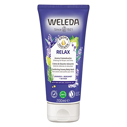 Weleda - Aroma Shower Relax, Gel de Ducha con Aceites 100% Naturales, Aroma de Lavanda, Bergamota y Vetiver, Limpia Suavemente, Vegano, Apto para Todo Tipo de Pieles - 200 ml