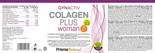 Prisma Natural - Colágeno Hidrolizado en Polvo con Ácido Hialurónico, Calcio, Vitamina C y D3. Suplemento para Regeneración Articulaciones, Huesos, Piel, Uñas y Pelo para Mujer, 300gr