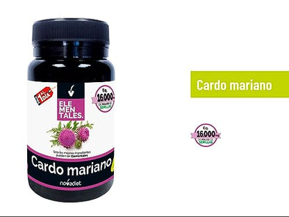 Novadiet - ELEMENTALES CARDO MARIANO Cápsulas con Cardo Mariano – Complemento Alimenticio Para la Salud del Hígado y la Vesícula Biliar - 30 Cápsulas Vegetales