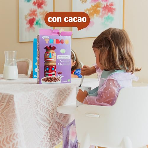 Smileat TRIBOO | Cereales Ecológicos e Integrales para Niños | Sabor a Cacao | Hechos con Ingredientes 100% Naturales | Sano y Saludable | Merienda Sana | 300g