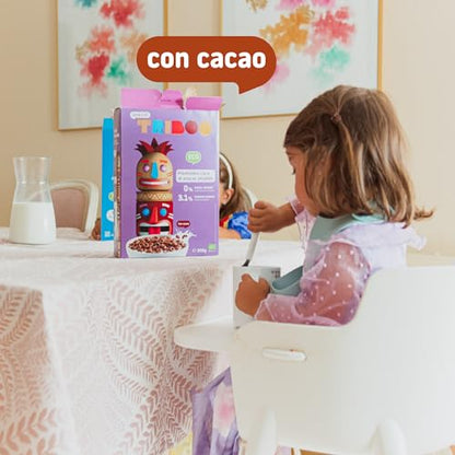 Smileat TRIBOO | Cereales Ecológicos e Integrales para Niños | Sabor a Cacao | Hechos con Ingredientes 100% Naturales | Sano y Saludable | Merienda Sana | 300g