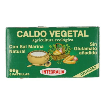 Integralia Caldo Vegetal Eco Con Sal Marina 6 Cubitos X 11 Gr Exp 24 Unidades 66 Gramos 66 ml