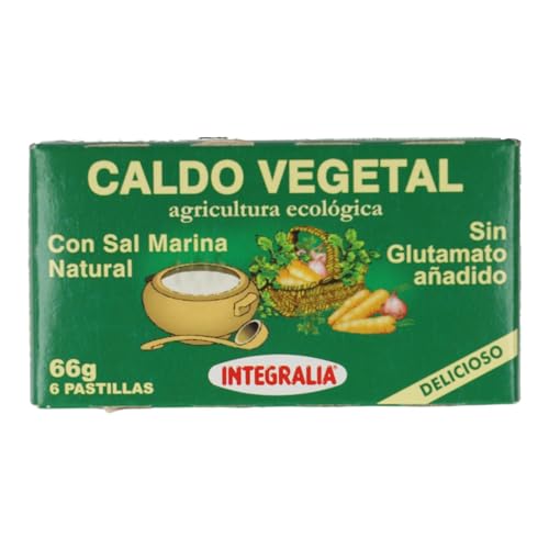Integralia Caldo Vegetal Eco Con Sal Marina 6 Cubitos X 11 Gr Exp 24 Unidades 66 Gramos 66 ml