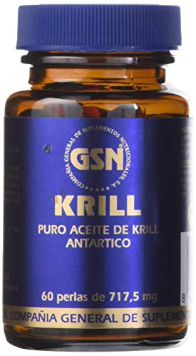 GSN | Krill | Puro Aceite de Krill Antártico Rico en EPA/DHA | Bienestar Cardiovascular | Propiedades Antioxidantes | Control Salud Cardiovascular | Elasticidad Membranas Celulares | 60 perlas