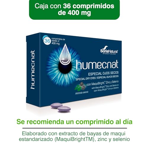 Soria Natural Humecnat – Ayuda en Caso de Ojos Secos – Apoya la Salud de la Visión - 100% Natural – Ayuda a Proteger las Células Frente al Daño Oxidativo - 36 comprimidos de 400 mg.