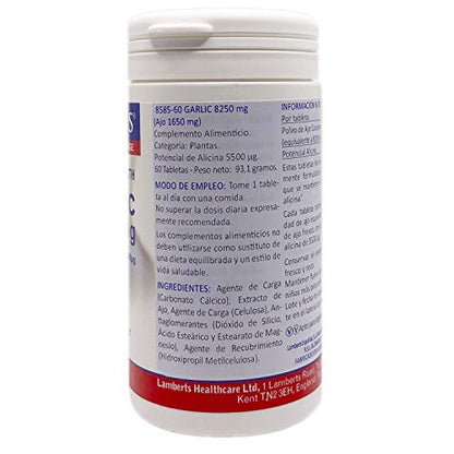 Lamberts 8585-60 Ajo 8250mg 60comp, Plástico, Blanco