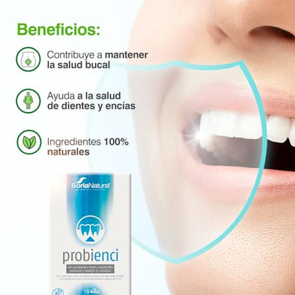 Soria Natural Probienci - Lactobacillus Reuteri, Lactobacilus Paracasei, Vitamina C y Extracto de Arándano – Favorece Salud Oral – Favorece la Salud de Dientes y encías - Caja con 18 comprimidos de 2g