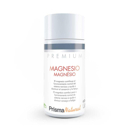 Prisma Natural Premium Magnesio - 60 capsulas. Cansancio, fatiga, huesos, musculos y articulaciones. Complementos y vitaminas para adultos. Sin gluten. Sin lactosa.Sin pescado, Sin huevo. Vegano.