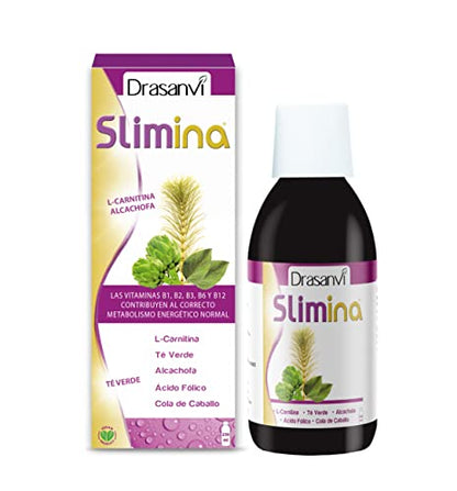 DRASANVI SLIMINA - Cola de Caballo + Alcachofa + Té Verde + Vitaminas B1, B2, B3 B6, B12 - Contribuye al correcto metabolismo energético - VEGANO - SIN GLUTEN