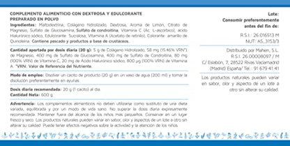 Just Podium Colagenium 600, Colágeno Hidrolizado + Magnesio + Ácido Hialurónico + Vitamina C + Vitamina a + 100% Natural, Sabor Limón, 600 g