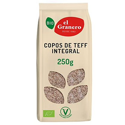 El Granero Integral - Copos de Teff Integral BIO - 250 g - Alto Contenido en Nutrientes Esenciales - Ayuda a la Pérdida de Peso y la Mejora de la Digestión - Bajo Índice Glucémico - Aptos para Veganos