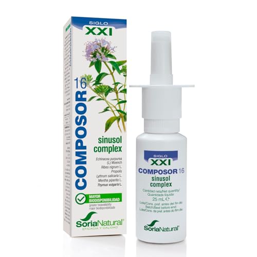 Composor 16 Sinusol Complex– Con Equinácea, Grosellero Negro, Propóleo, Salicaria, Menta, Tomillo y Ciprés – Alivia la Congestión Nasal – Ayuda a Recuperar el ánimo - Favorece la Relajación - 25ml