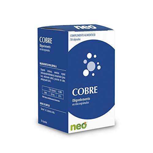 Neo Cobre - 50 cápsulas | Complemento Alimenticio para la Piel y Huesos | Ayuda a la formación De Colágeno Natural | Sin Alérgenos