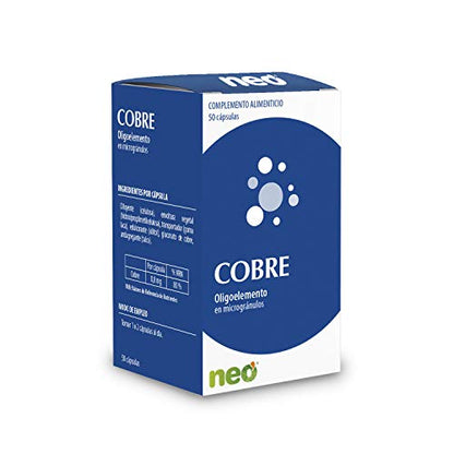 Neo Cobre - 50 cápsulas | Complemento Alimenticio para la Piel y Huesos | Ayuda a la formación De Colágeno Natural | Sin Alérgenos