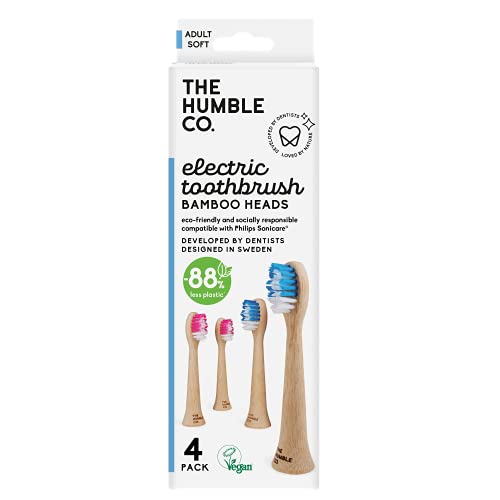 The Humble Co. Philips Sonicare - Cabezal de cepillo para Philips Sonicare, 88% menos de plástico, elimina hasta 7 veces más placa, 4 unidades