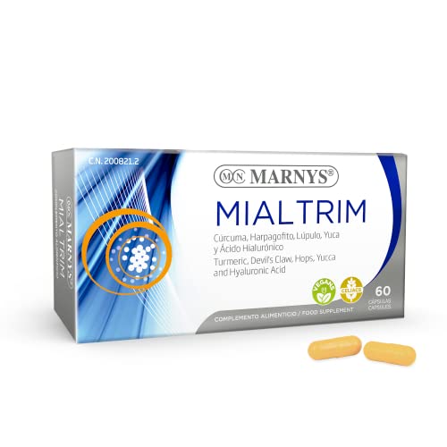 Cápsulas Cúrcuma, Lúpulo, Yuca y Ácido Hialurónico para el alivio y movilidad - Mialtrim - Activos naturales para Tus Músculos, Huesos Y Articulaciones -60 Cápsulas Vegetales