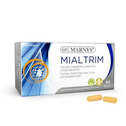 Cápsulas Cúrcuma, Lúpulo, Yuca y Ácido Hialurónico para el alivio y movilidad - Mialtrim - Activos naturales para Tus Músculos, Huesos Y Articulaciones -60 Cápsulas Vegetales