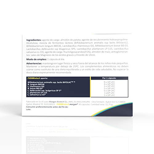 Floraintest margan® de Margan Biotech. Probiótico Gastrorresistente | 7 Cepas Bacterianas | 30 Cápsulas