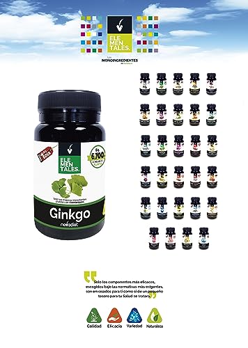 Novadiet - ELEMENTALES GINKGO Cápsulas con Ginkgo Biloba - Complemento Alimenticio - Para la Circulación en Todo el Cuerpo y la Salud Cerebral - 30 Cápsulas Vegetales