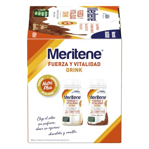 Meritene | Fuerza y Vitalidad | Suplemento Alimenticio | Listo para Tomar | Batido con Proteínas Vitaminas y Minerales | Sabor Chocolate | Refuerzo del Sistema Inmunitario | 6 Unidades | 125 ml