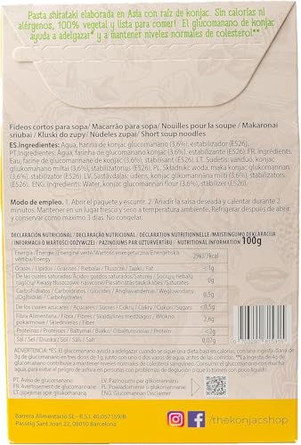 The Konjac Shop - Fideos Konjac Para Sopa 270g | Shirataki Sin Gluten | Bajo En Calorias y Carbohidratos