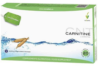 Novadiet - CARNITINE Ampollas con L-Carnitina - Ayuda al Control de Peso y Energía - Ayudar a la Conservación la Masa Muscular - Ayuda a combatir el Cansancio - Envase de 20 ampollas de 10 ml