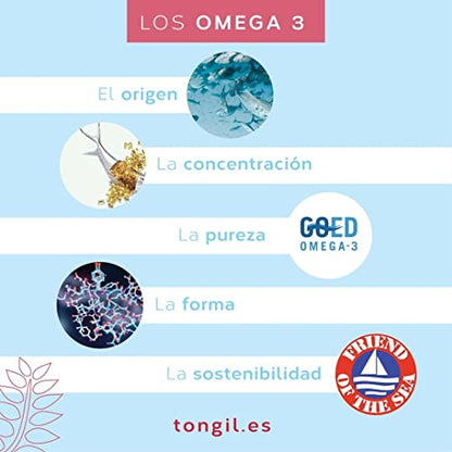 Omega 3 Cápsulas Estado Puro - Aceite de Pescado Omega 3-1200mg EPA y 800mg DHA - Altamente Estable y Máximo Estándar de Pureza y Sostenibilidad - 90 Perlas de Tongil