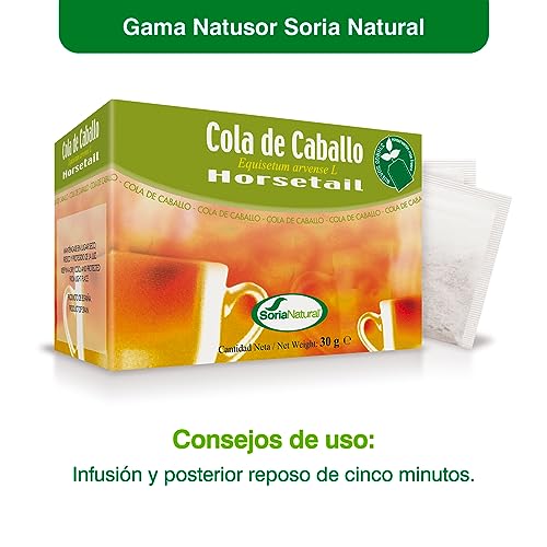 Soria Natural Cola de Caballo Infusión – Ayuda Acción la Depurativa y Remineralizante - Infusión de Cola de Caballo (Equisetum arvense) – 100% Natural - Caja con 20 Bolsas Filtro