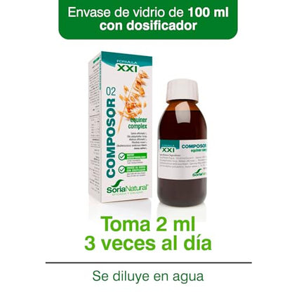 Soria Natural Composor 02 Equiner Complex – Con Salvia, Tila, Melisa, Rodiola, Eleuterococo, Avena y Vitaminas - Ánimo y Equilibrio Nervioso - Acción Equilibradora y Tonificante - 100ml