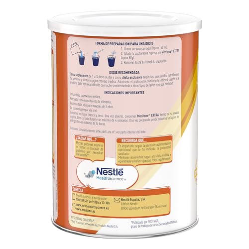 Meritene | Extra | Suplemento Proteico y Calórico para Pacientes con Requerimientos Especiales | Formato Polvo | 450