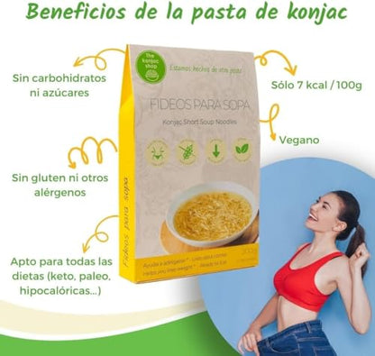 The Konjac Shop - Fideos Konjac Para Sopa 270g | Shirataki Sin Gluten | Bajo En Calorias y Carbohidratos