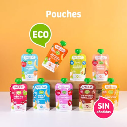 Smileat - Pouch Ecológico de Cereza, Açai y Amaranto, Ingredientes Naturales Bebibles, Para Bebés a Partir de los 8 Meses - 100g