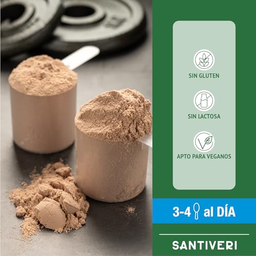 SANTIVERI - Protein-90 Instantáneo en Polvo, Alto Contenido en Proteína a Base de Proteína 100% Vegetal, Aminoácidos y Vitaminas