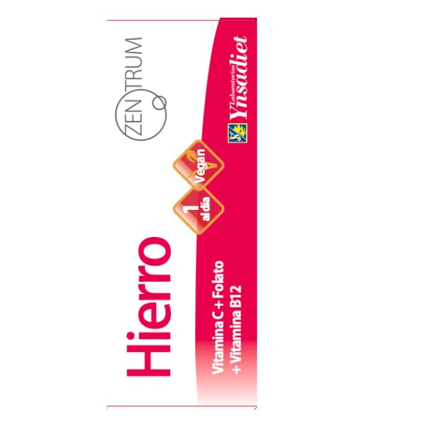 Hierro Bisglicinato con Vitamina C, B12 y Ácido Fólico | 45 Cápsulas Vegetales | Alta Absorción | Disminuye el Cansancio y la Fatiga | Laboratorios Ynsadiet