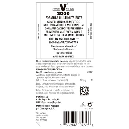 Solgar Formula VM-2000 Comprimidos - 180 comprimidos - Fórmula multivitamínica y mineral para la vitalidad diaria - Con vitaminas A, C y E - Combate el estrés y la fatiga - Vegano