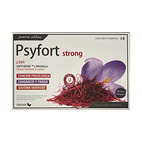 Dietmed | Psyfort Strong - 20 X 15 ml Ampollas | Safr´Inside (Extracto Patenteado de Azafrán) y Rhodiola | Sabor a Naranja