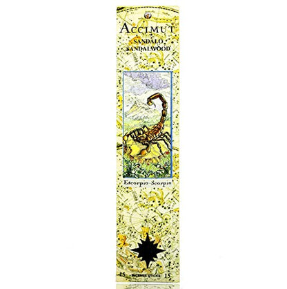Radhe Incienso Stick ACCIMUT Escorpio Sandalo, No aplicable