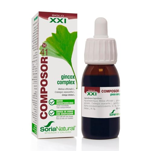 Soria Natural Composor 41 - Ginkgo Complex - Soporte de Memoria y Concentración, Activa la Circulación - Propiedades Antioxidantes - Ginkgo Biloba - Suplemento Cerebral Natural - Botella de 50ml