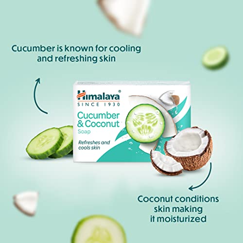 HIMALAYA Cucumber & Coconut Refreshing Soap refreshes and gently cleanses excess oil, 75 g