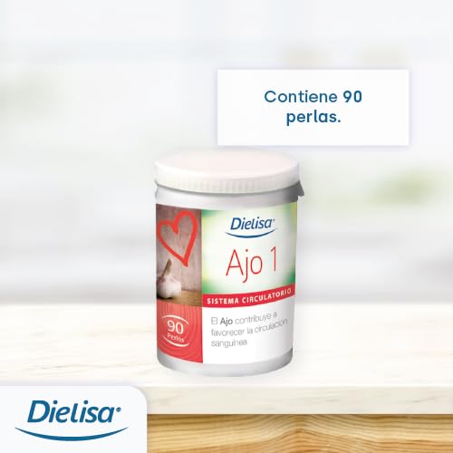 Dielisa - Ajo 1, Complemento Alimenticio a Base de Ajo Macerado, Contribuye a Favorecer la Circulación Sanguínea y a Mantener unos Niveles Normales de Colesterol - 90 Perlas