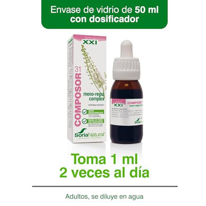 Composor 31 Meno-Regul Complex – Con Extracto de Cimicífuga con Vitaminas B6 y B12 – Ayuda Ante Síntomas Asociados con la Menopausia - Salud Femenina – Mayor Absorción - 50ml