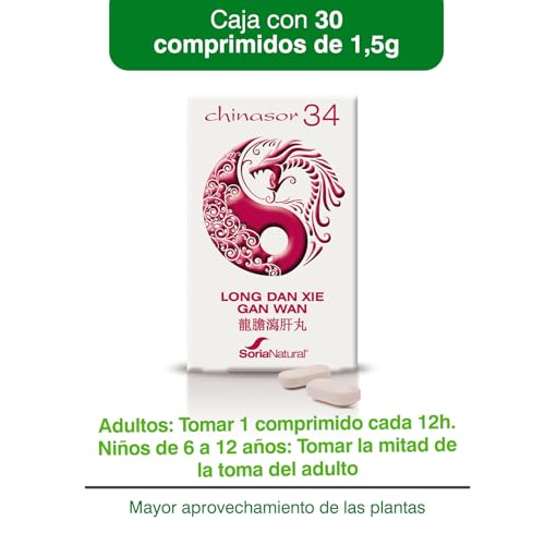 Soria Natural Chinasor 34 Long Dan Xie Gan Wan - 30 Comprimidos